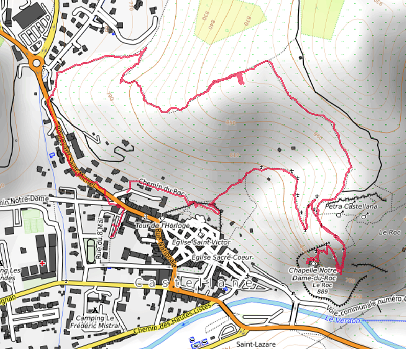 Carte OpenTopoMap du Roc de Castellane