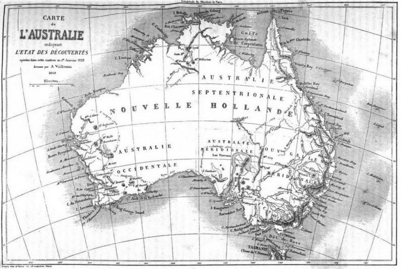 Carte de l’Australie de 1859 par A. Vuillemm
