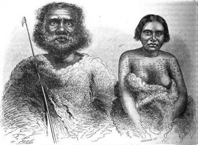 "Australie du sud -Types indigènes". Dessin de G. Fath d'après Petermann