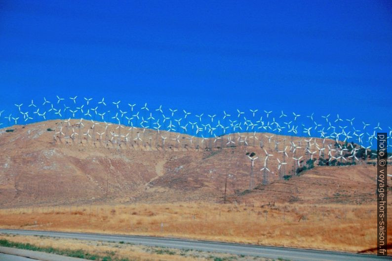 Éoliennes sur le col Tehachapi. Photo © Alex Medwedeff