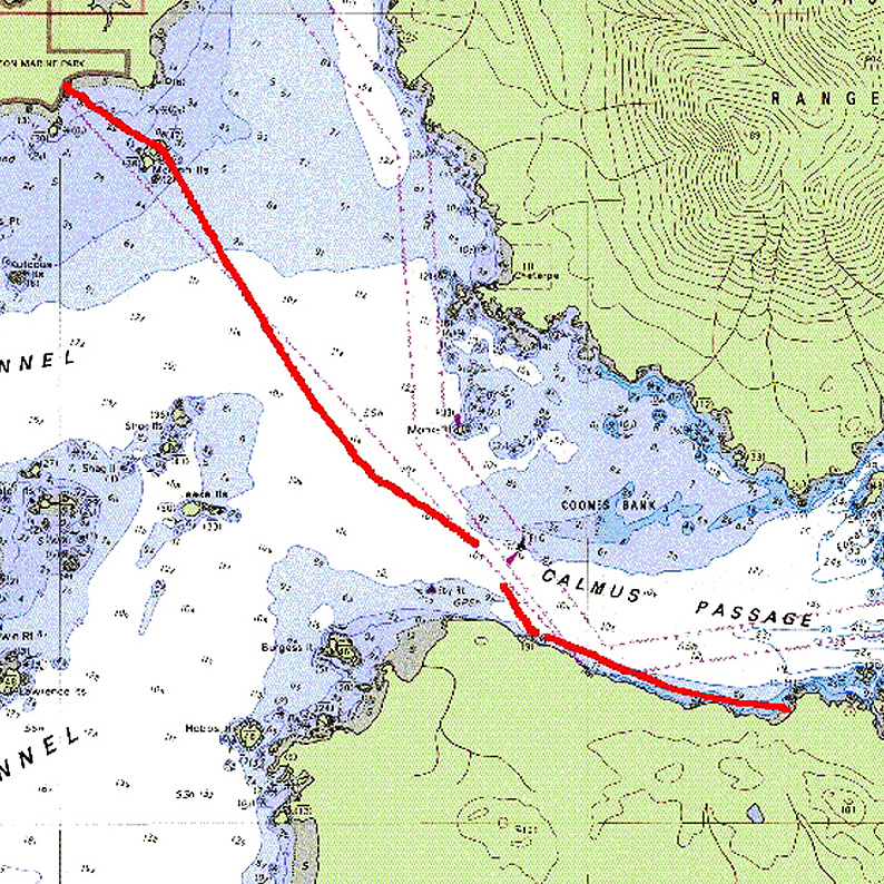Tracé GPS de notre traversée de Flores Island à de Vargas Island nord. Carte par Martin Galanda et Peter Sykora