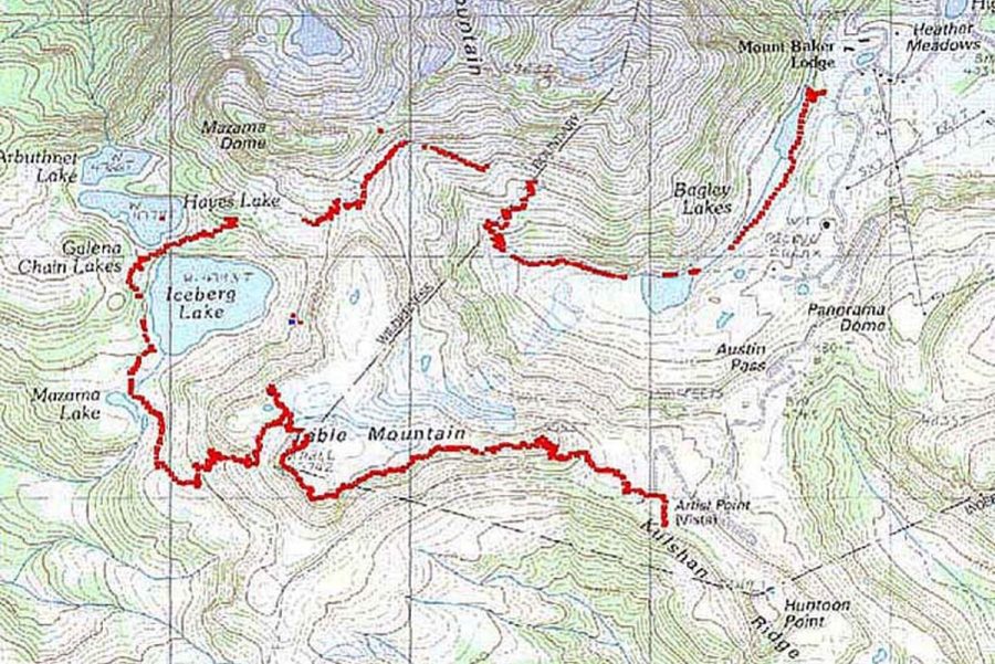 Tracé GPS de du tour de Table Mountain. Carte par Martin Galanda et Peter Sykora