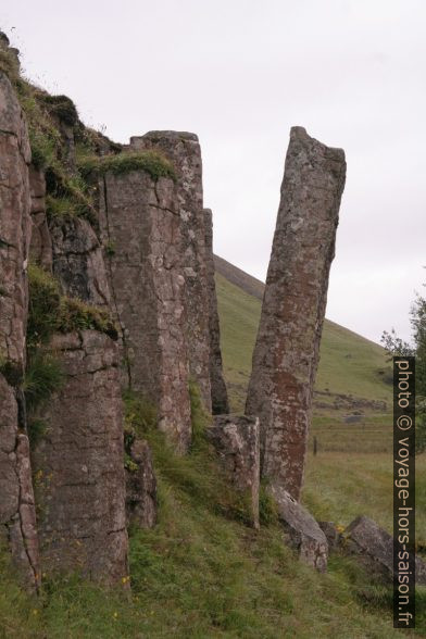 Une colonne de basalte penchée à Dverghamrar. Photo © Alex Medwedeff