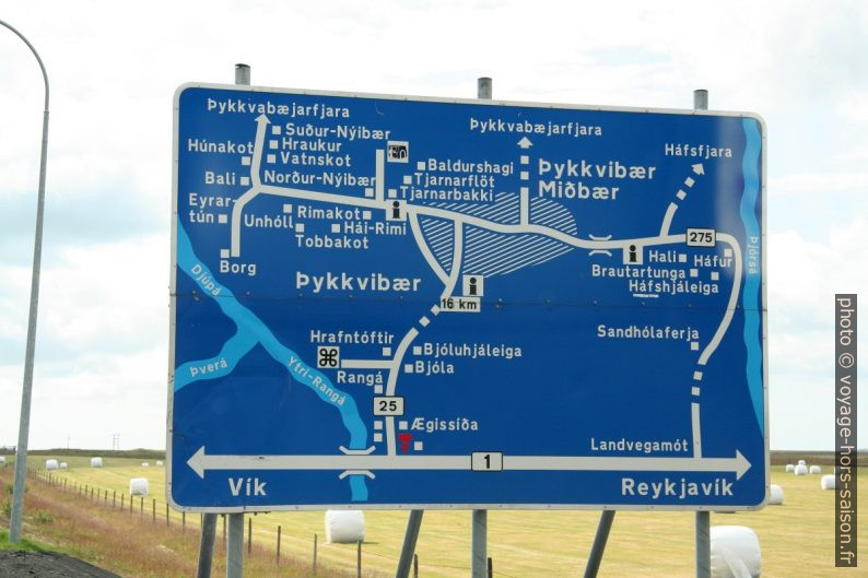Panneau routier topologique en Islande