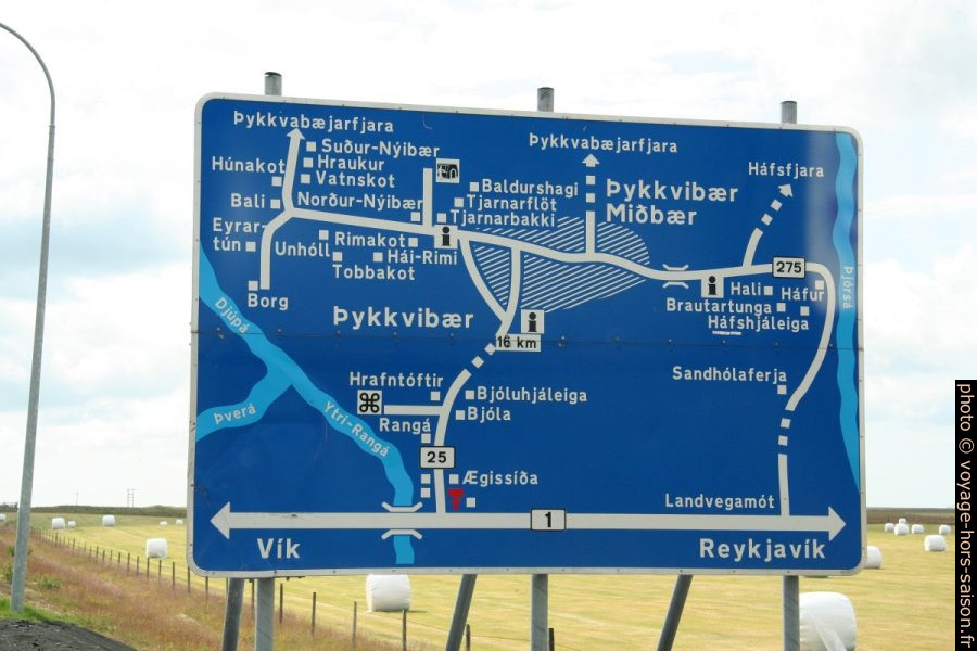 Panneau routier topologique en Islande