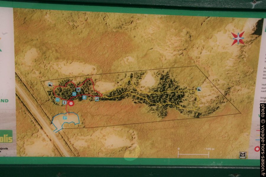 Plan sur photo aérienne de la forêt de Hofsstaðaskógur. Photo © André M. Winter