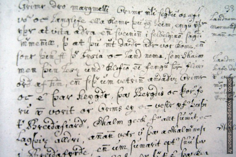 Page du Landnámabók. Photo © André M. Winter