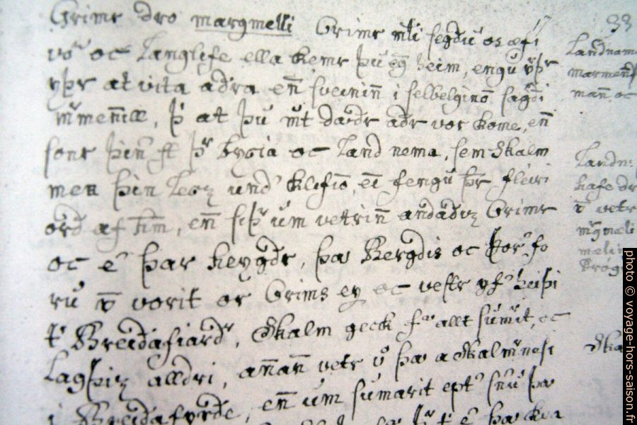 Page du Landnámabók. Photo © André M. Winter