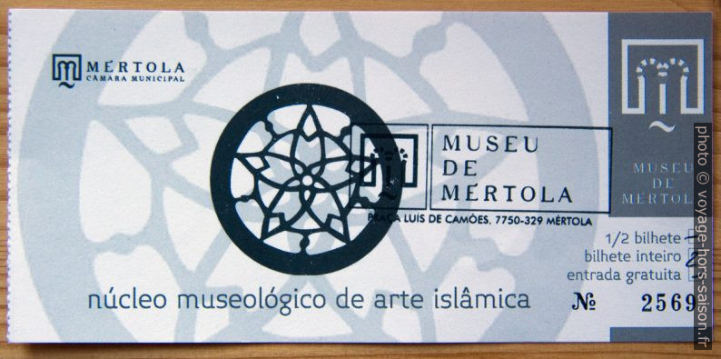Carte d'entrée du musée d’art islamique de Mértola. Photo © André M. Winter