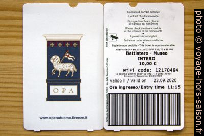 Ticket pour Baptistère de Florence. Photo © André M. Winter