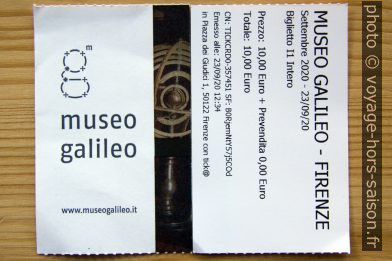 Ticket du Musée Galilée de Florence. Photo © André M. Winter