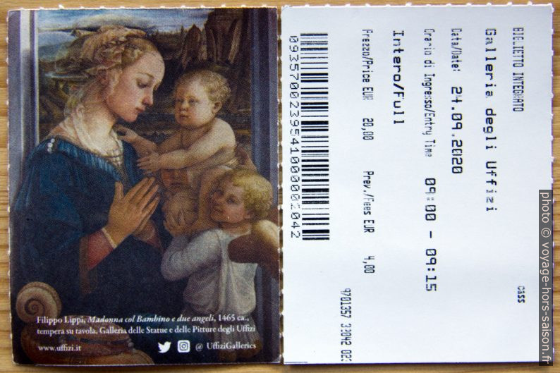 Tickets de la Galerie des Offices de Florence. Photo © André M. Winter