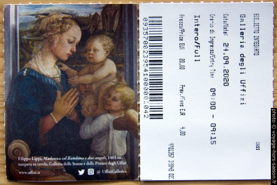 Tickets de la Galerie des Offices de Florence. Photo © André M. Winter
