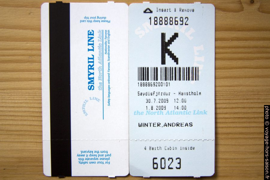 Carte magnétique pour les cabines. Photo © André M. Winter