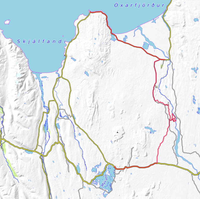 Carte OpenTopoMap Cap Tjörnes - Mývatn