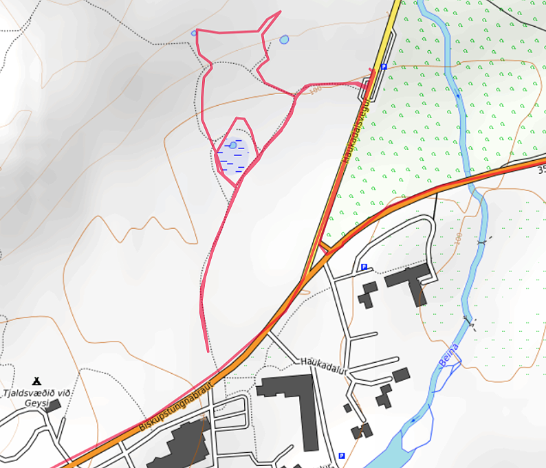 Carte OpenTopoMap de Geysir