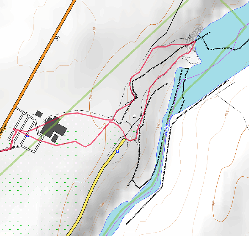 Carte OpenTopoMap du Gullfoss