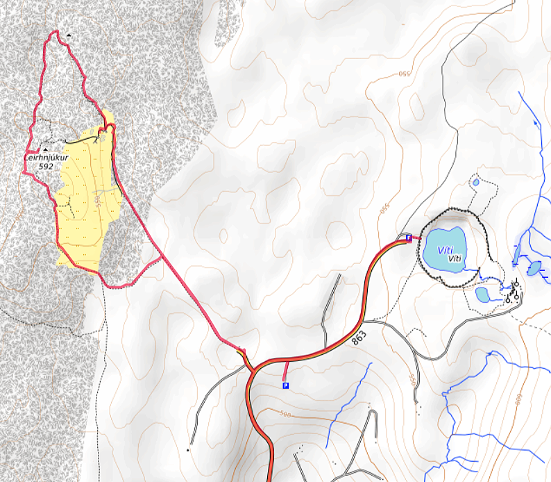 Carte OpenTopoMap de la zone de Krafla