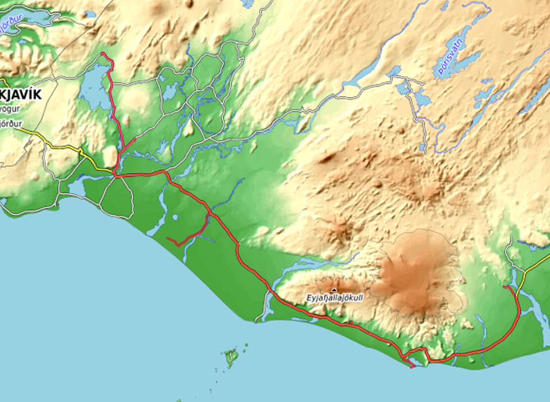 Carte OpenTopoMap Leirá - Þingvellir