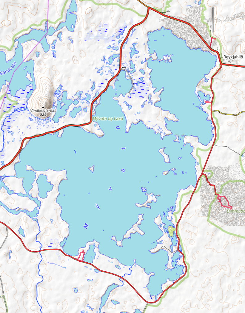 Carte OpenTopoMap de Mývatn