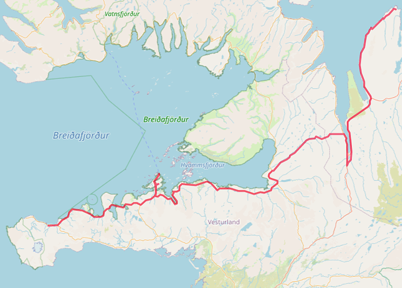 Carte OpenTopoMap Ólavsvík - Vatnsnes