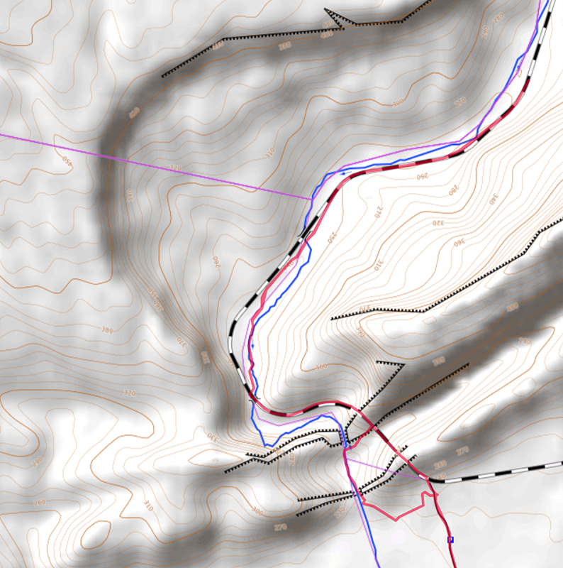 Carte OpenTopoMap des basses Gorges de la Selja