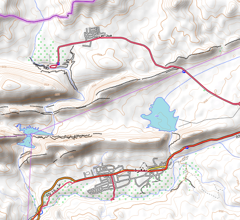 Carte OpenTopoMap de Midès et de Tamerza