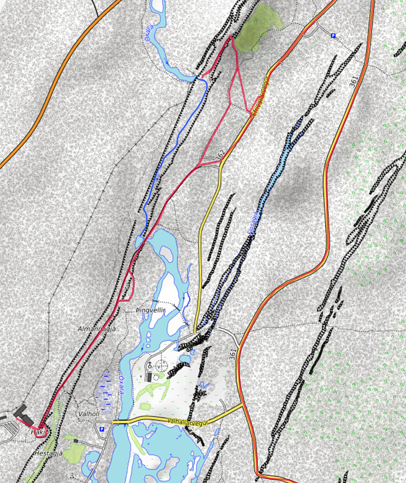 Carte OpenTopoMap de Þingvellir