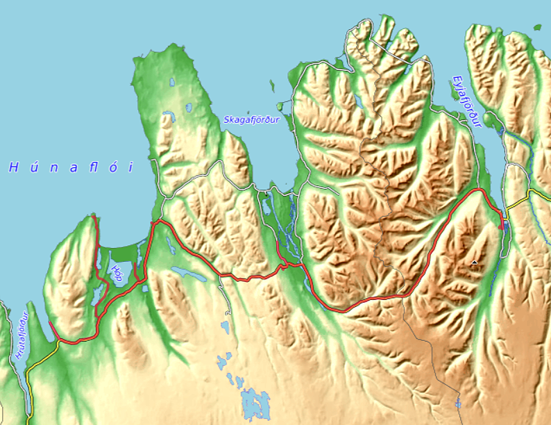 Carte OpenTopoMap Vatnsnes Akureyri