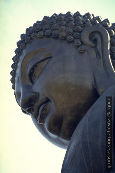 Le visage du Buddha de Tian Tan. Photo © Alex Medwedeff