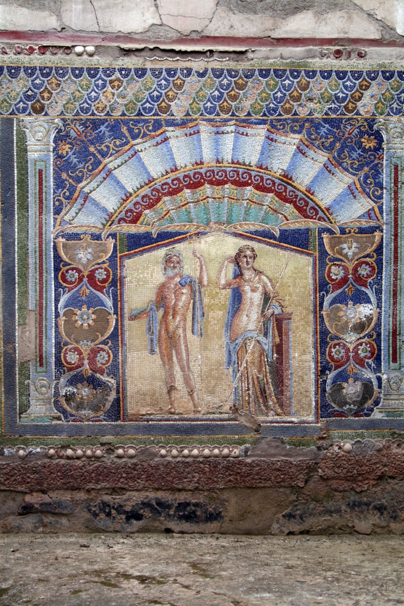 Mosaïque montrant Neptune et Amphitrite dans une villa d'Herculaneum. Photo © André M. Winter