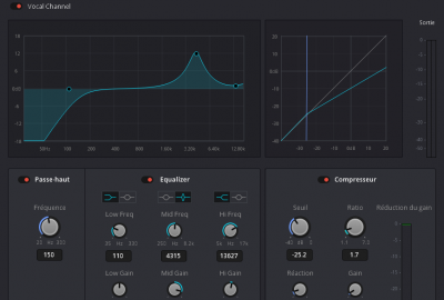 Interface du filtre Vocal Channel. Photo © André M. Winter