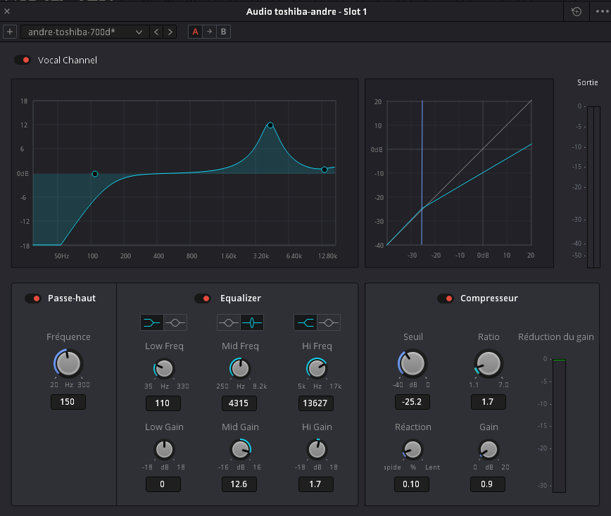 Interface du filtre Vocal Channel. Photo © André M. Winter