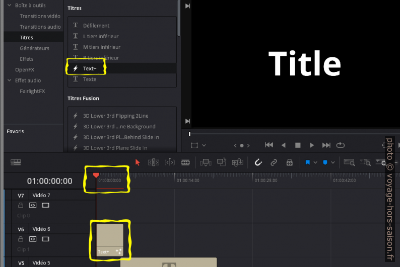 Utilisation d'un Text+ pour afficher le timecode. Photo © André M. Winter