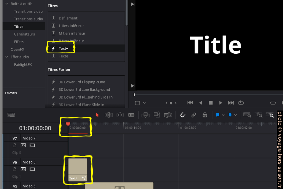 Utilisation d'un Text+ pour afficher le timecode. Photo © André M. Winter