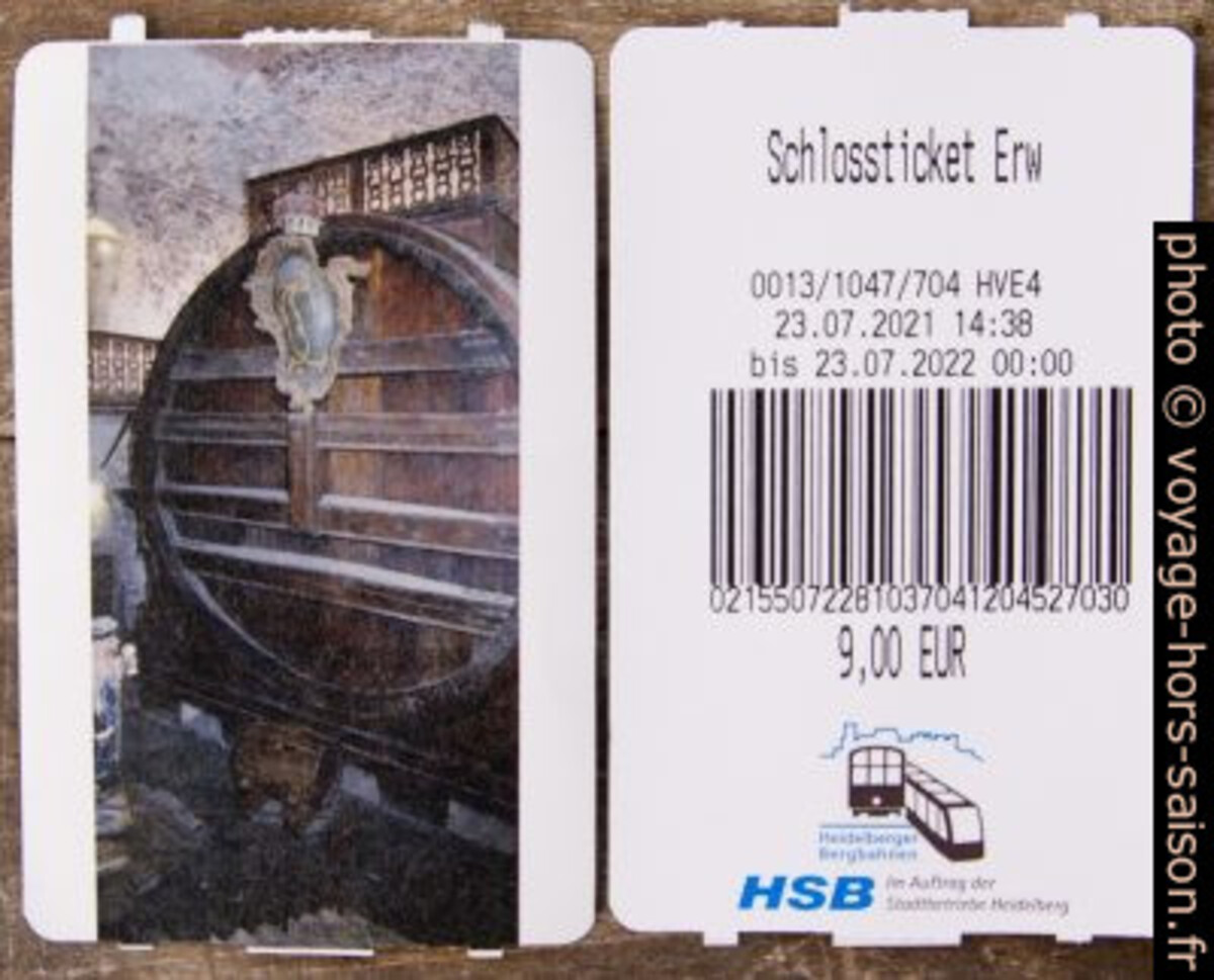 Carte d'entrée pour le château de Heidelberg. Photo © André M. Winter
