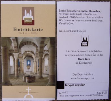 Carte d'entrée pour la crypte de Speyer. Photo © André M. Winter