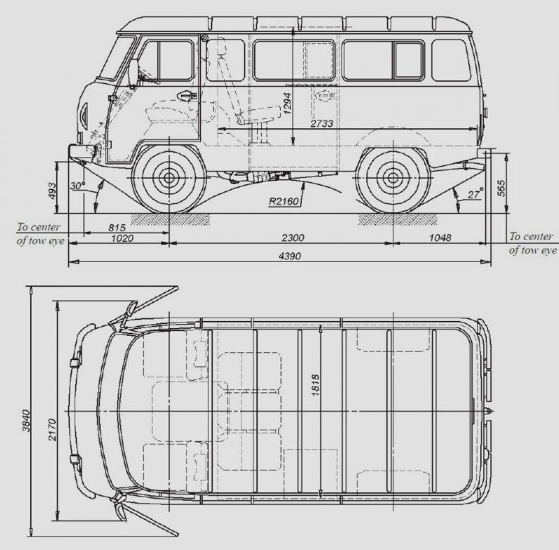 UAZ 542 de côté et de dessus