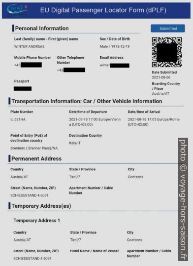 European Digital Passenger Locator Form (dPLF). Photo © André M. Winter