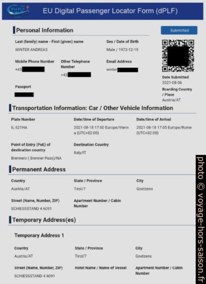 European Digital Passenger Locator Form (dPLF). Photo © André M. Winter