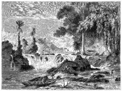 Cataracte de Weinachts en Guyane anglaise. Dessin de M. de Bérard