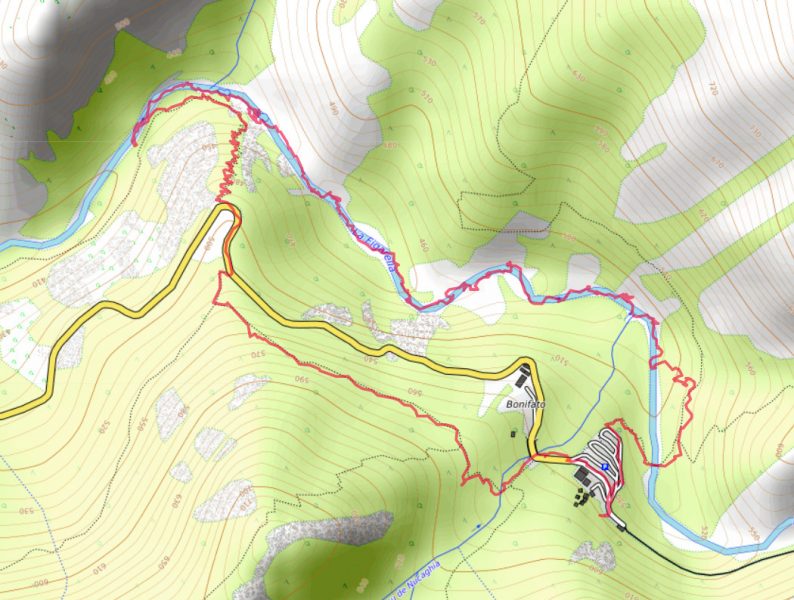 Carte OpenTopoMap de la Figarella et notre tracé GPX