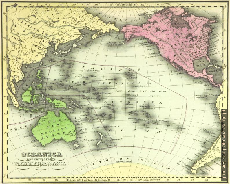 Carte du Pacifique de 1836 par Huntington