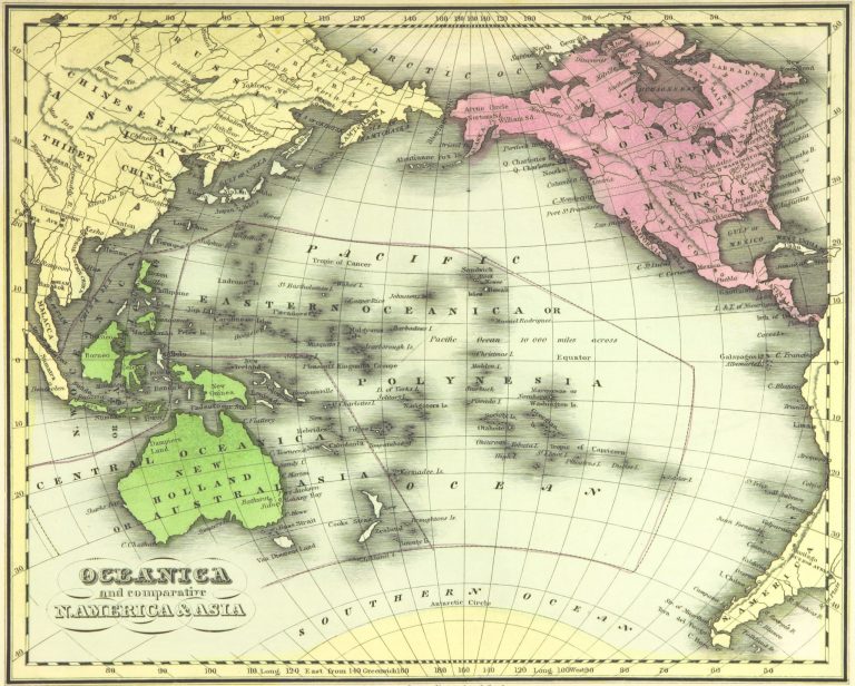 Carte du Pacifique de 1836 par Huntington