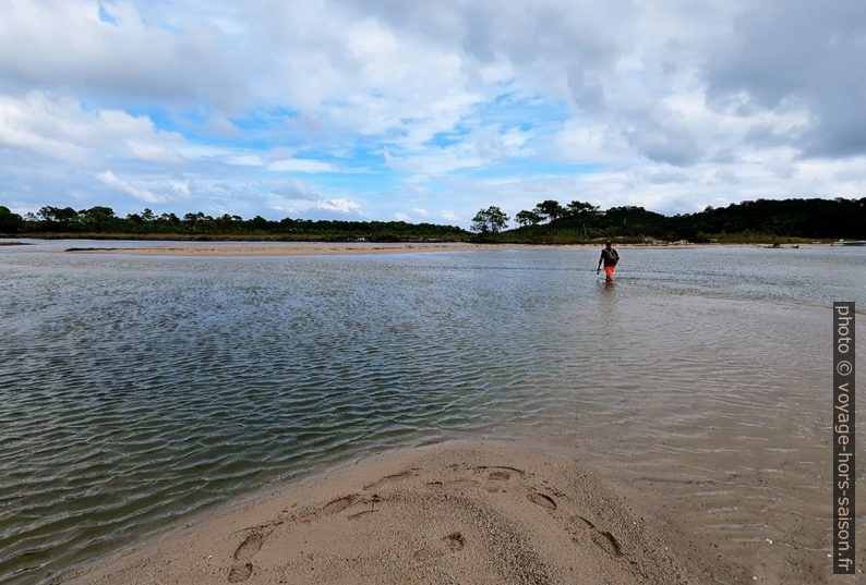 Traversée l'estuaire de l'Osu ouest à pied. Photo © André M. Winter