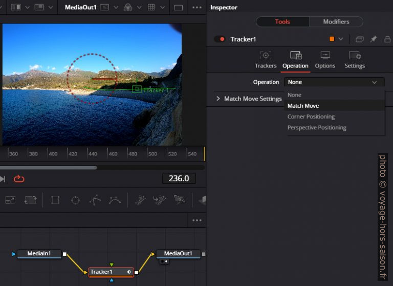 Tracker lancé et sélection de Match Move. Photo © André M. Winter