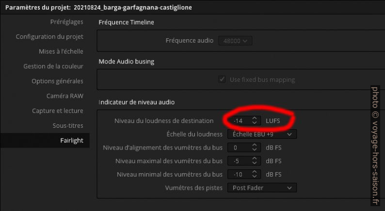 Davinci Resolve Paramètres Loudness