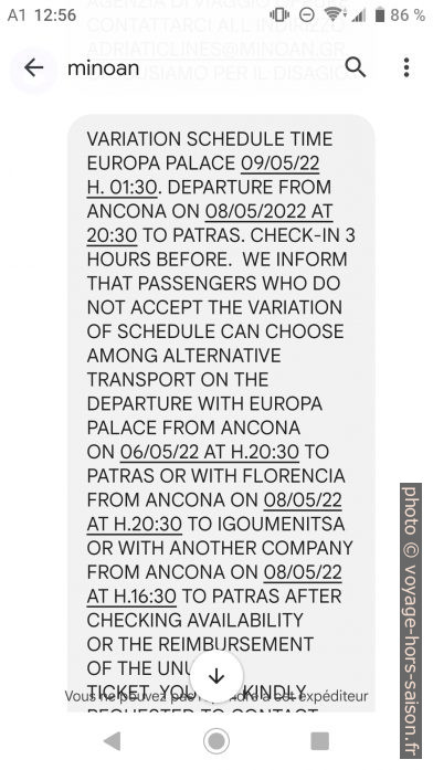 Deuxième SMS de Minoan Lines. Photo © André M. Winter