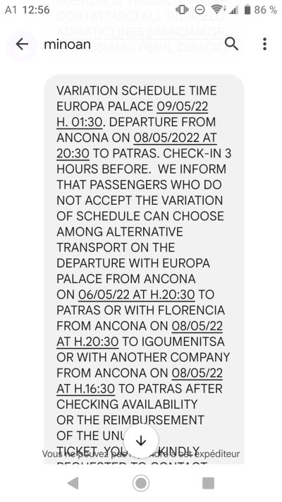 Deuxième SMS de Minoan Lines. Photo © André M. Winter