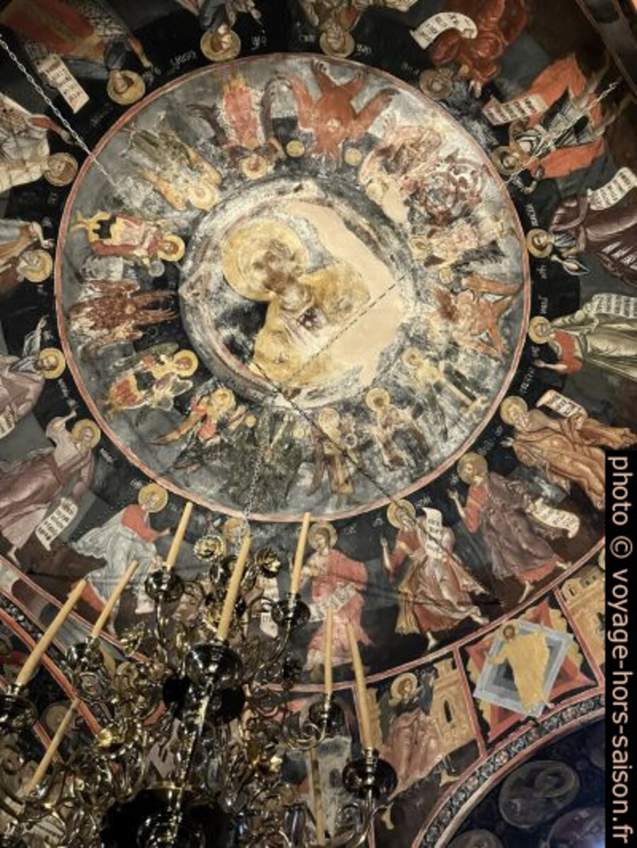 Fresque du dôme de la chapelle du Monastère d'Agía Triáda. Photo © Alex Medwedeff